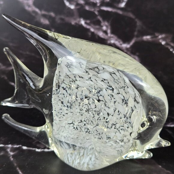 Patricia Faye Clear White Glass Fish Figurines Paperweights Set of 2 - Picture 6 of 11